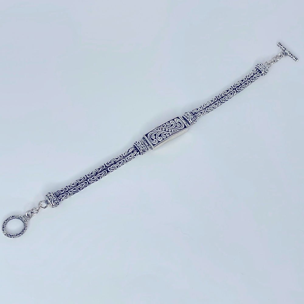 Swirl & Toggle Sterling Silver Bracelet